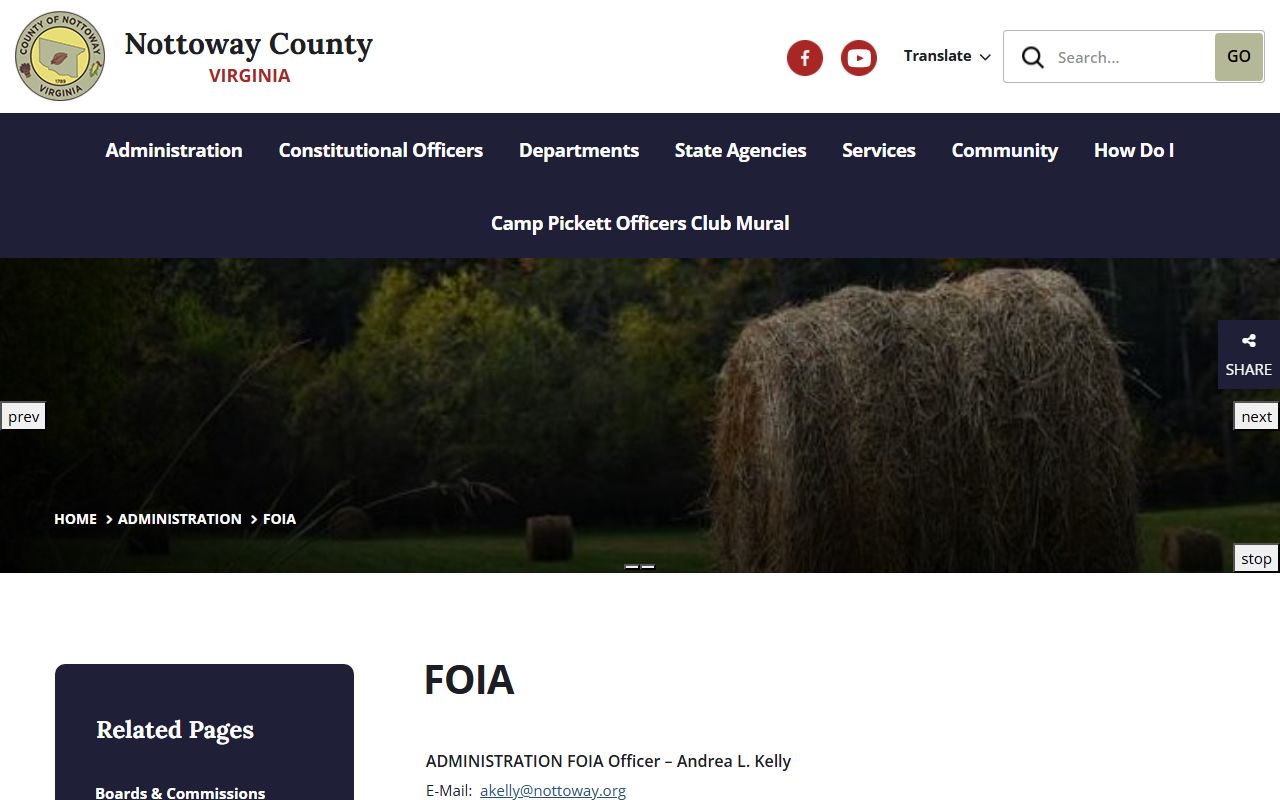 Nottoway County booking photo FOIA request information