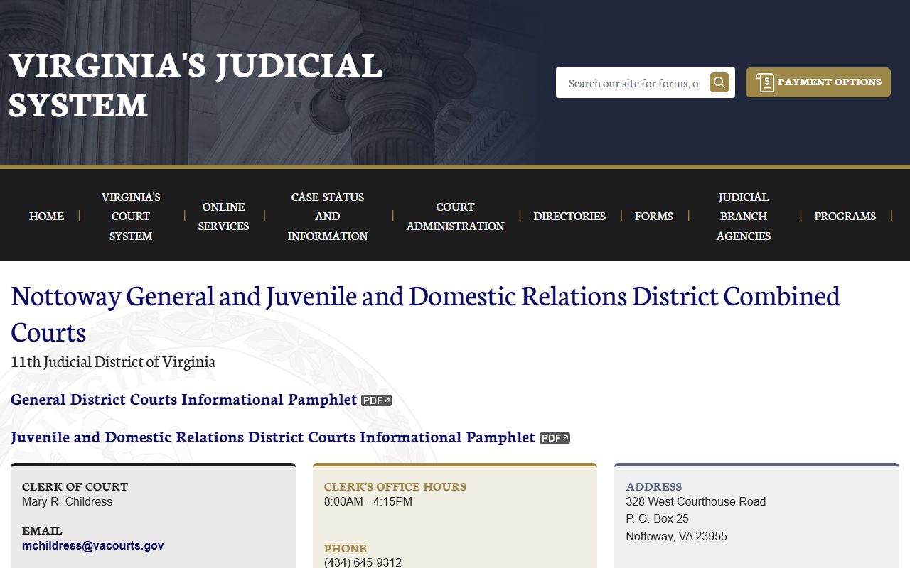 Nottoway County court records after jail arrest General District Court page