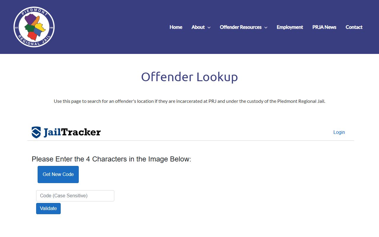 Nottoway County inmate search PRJ offender lookup page